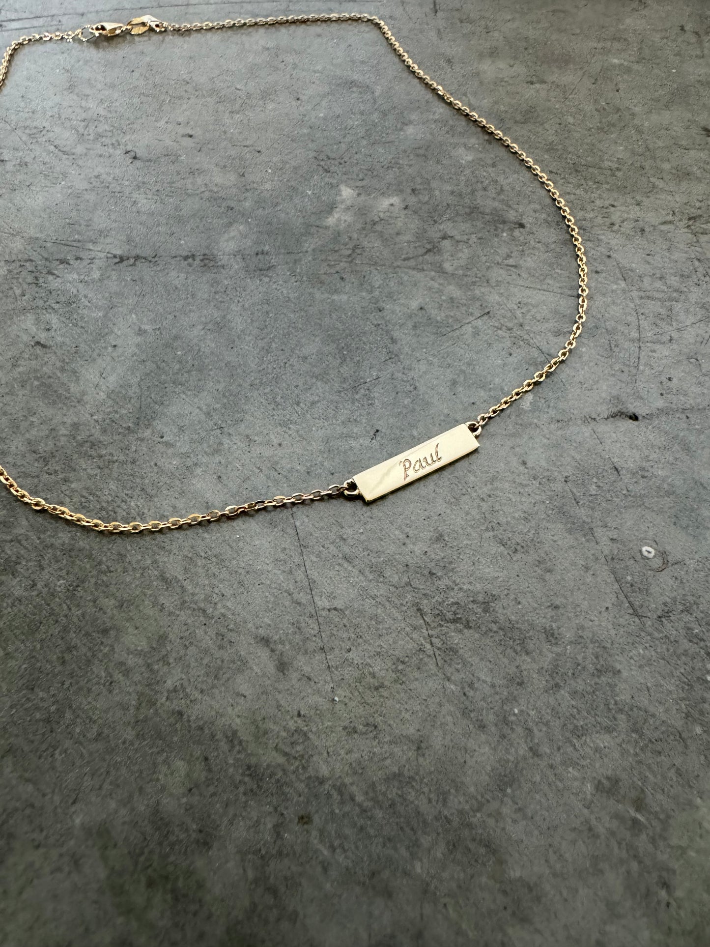 Gold Engraved Plate Necklace