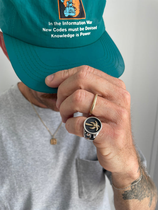 Two Tone Palm Tree Signet Ring