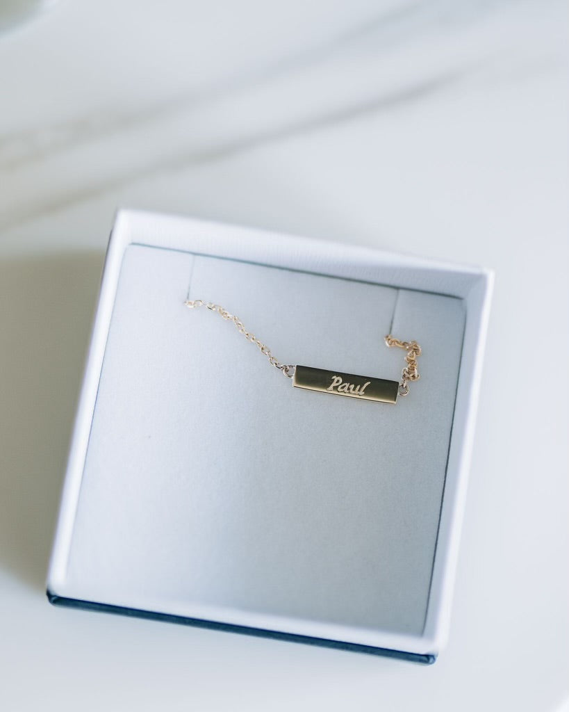 Gold Engraved Plate Necklace
