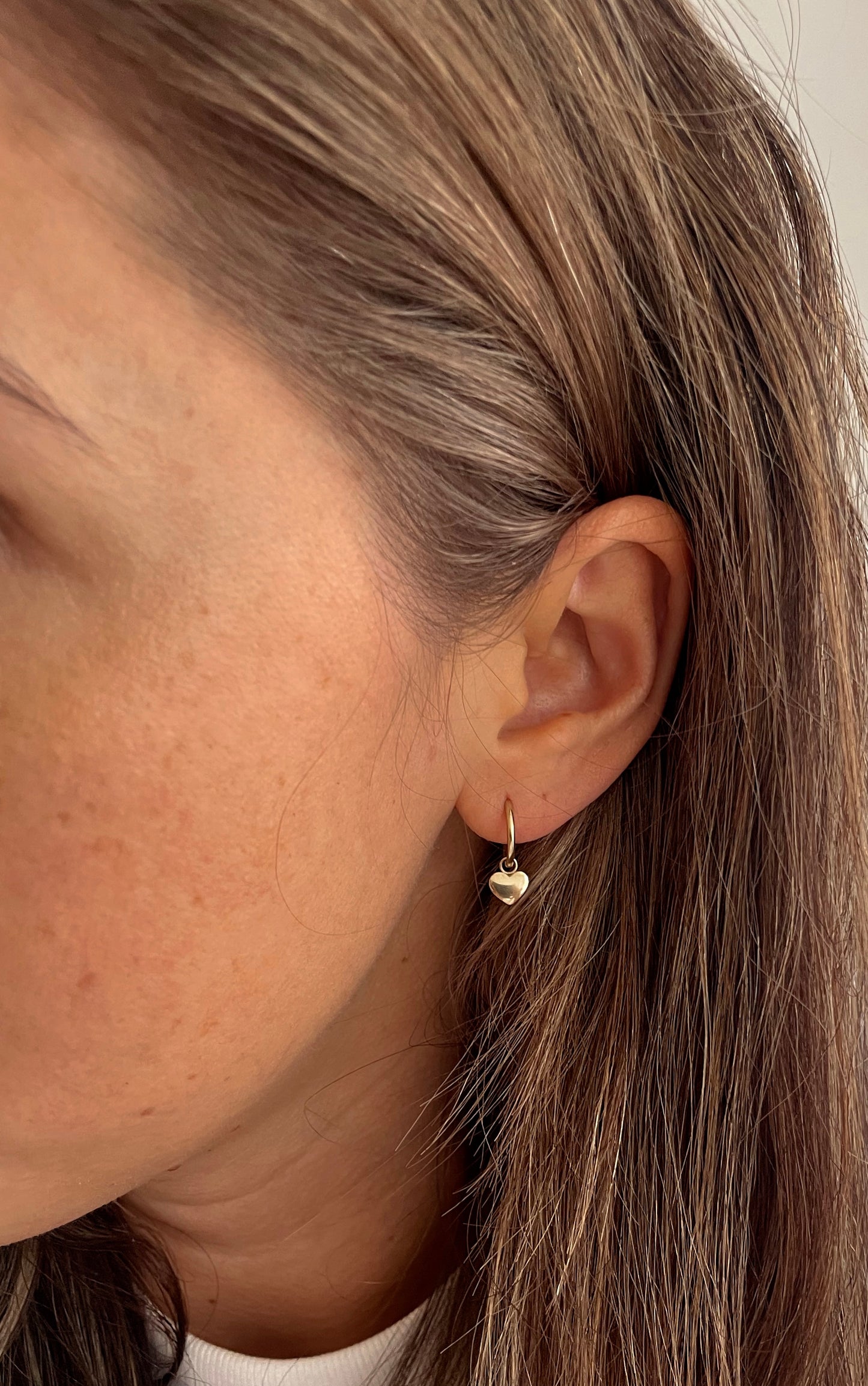 Gold Heart Hugger Hoops