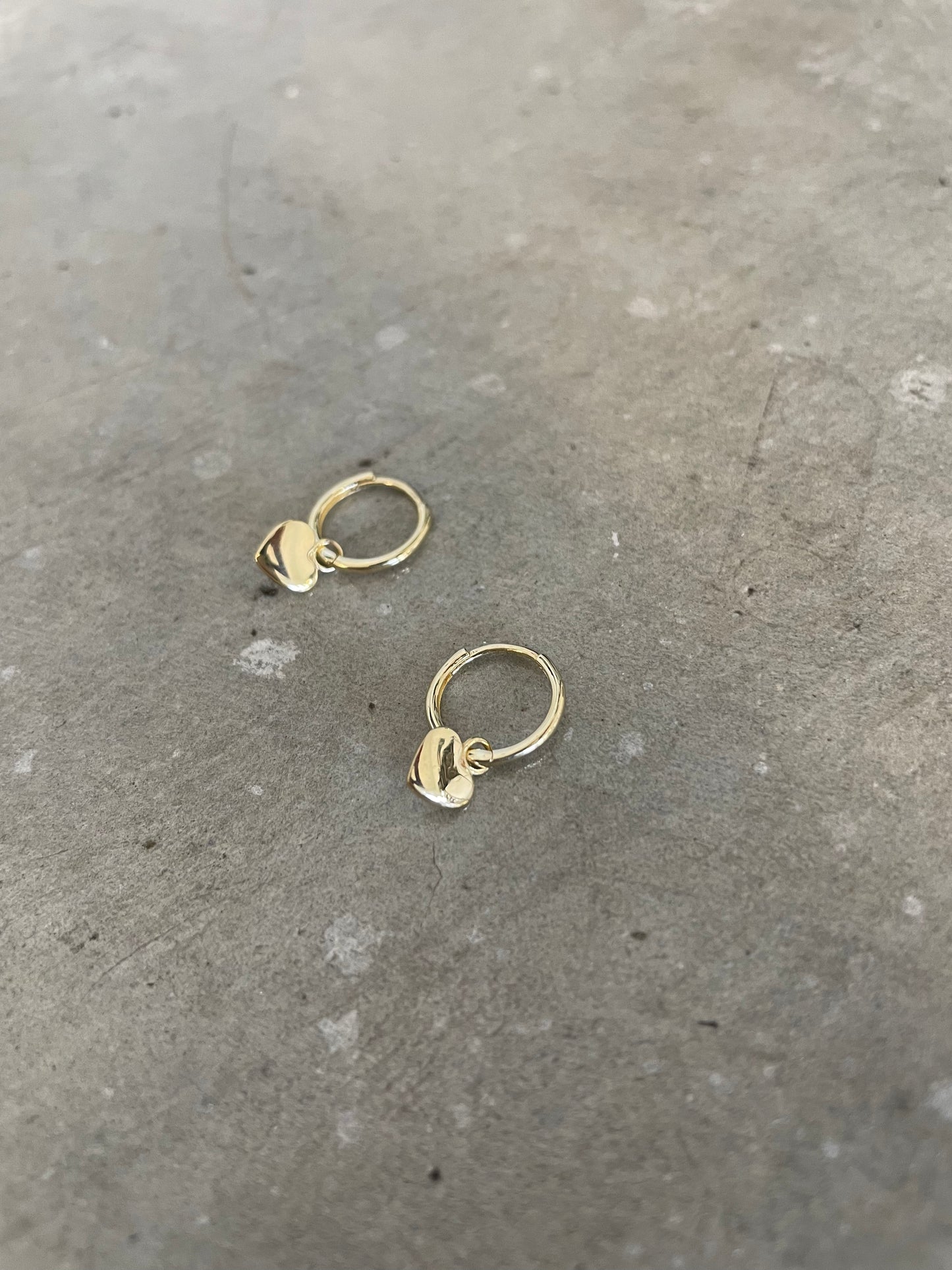 Gold Heart Hugger Hoops