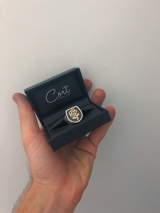 Two Tone Sacred Rose Signet Ring