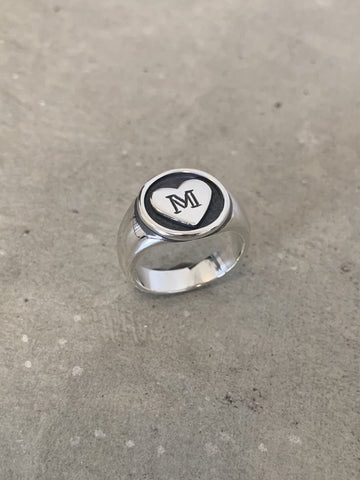 Heart Signet Ring with Initial