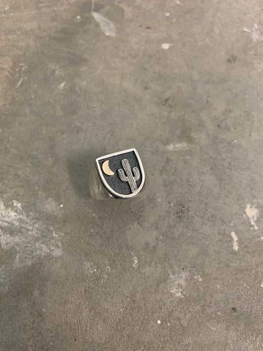 Two Tone Cactus "Nightfall" Signet Ring
