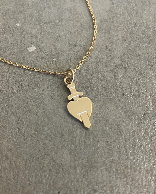 Gold Heart & Dagger Necklace