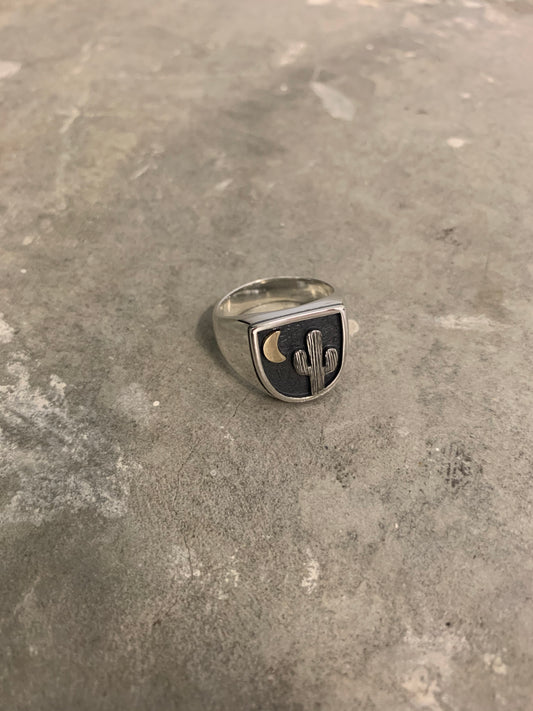 Two Tone Cactus "Nightfall" Signet Ring