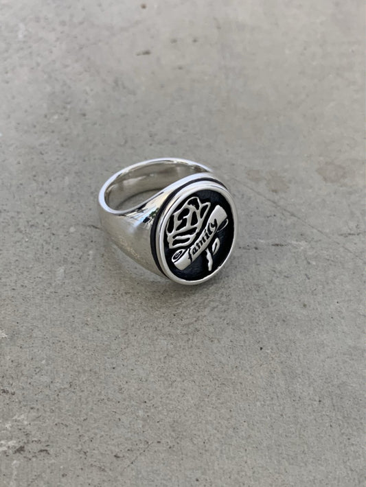 Sacred Rose Scroll Signet Ring