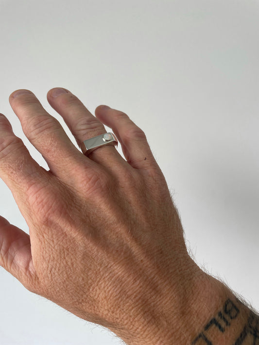 Opal Bezel Set Flat Top Band