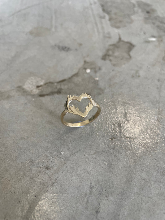 Gold Flaming Heart Ring