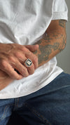 Two Tone Single Initial Signet Ring