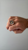 Two Tone Single Initial Signet Ring