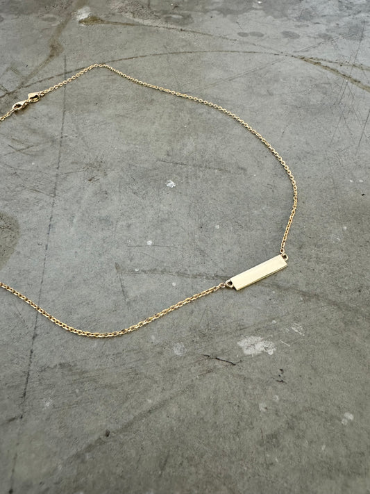 Gold Engraved Plate Necklace