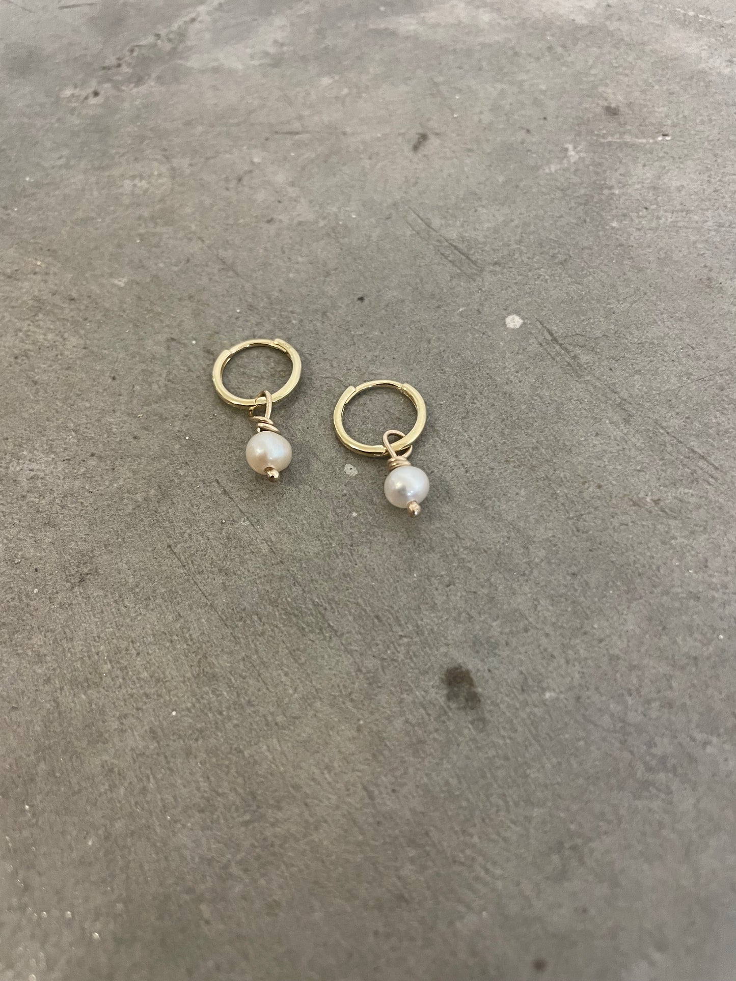 Gold Pearl Hugger Hoops