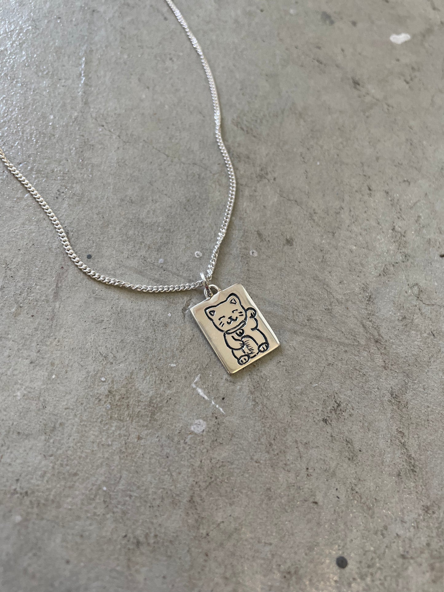 Ready to Ship - Engraved Lucky Cat Necklace