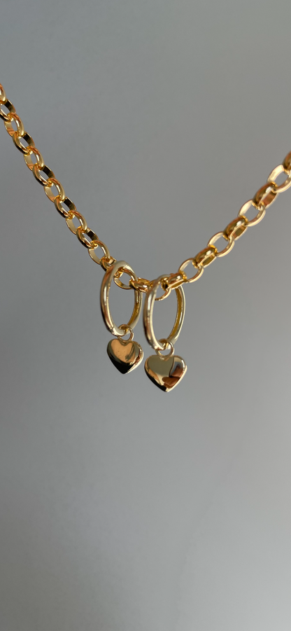 Gold Heart Hugger Hoops