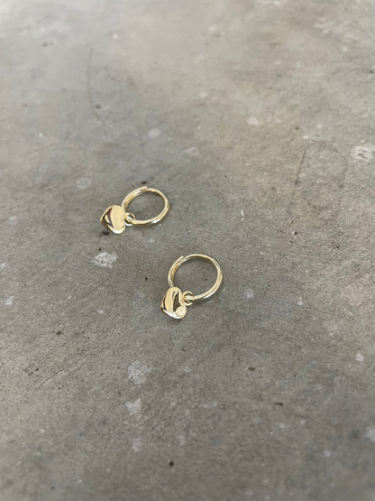 Gold Heart Hugger Hoops