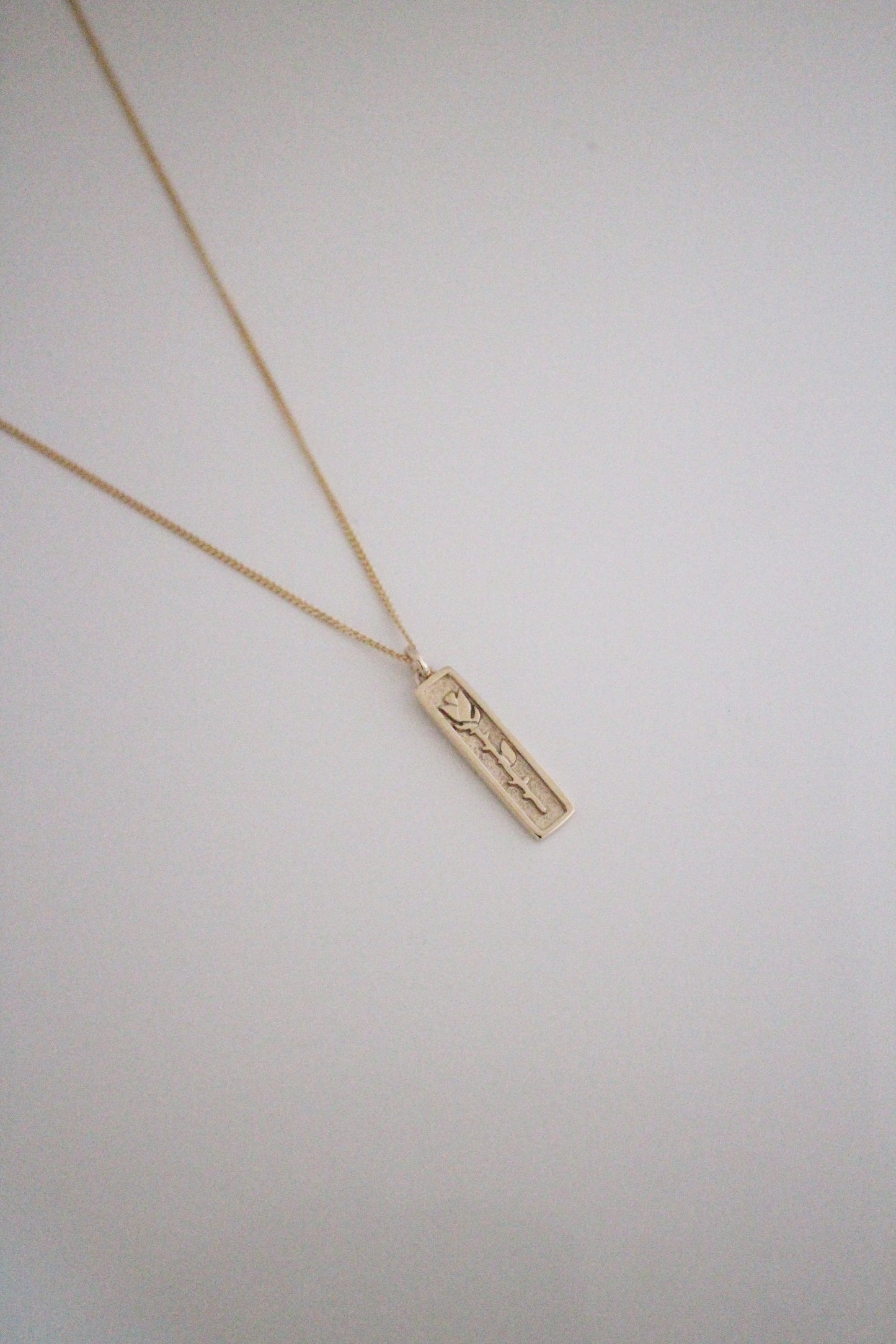Gold Preserved Rose Necklace Vertical