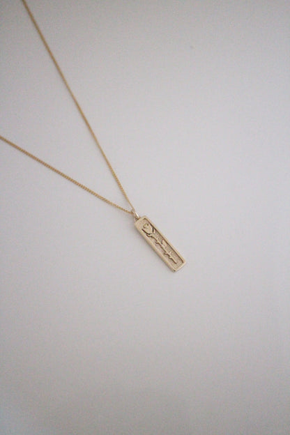 Gold Preserved Rose Necklace Vertical