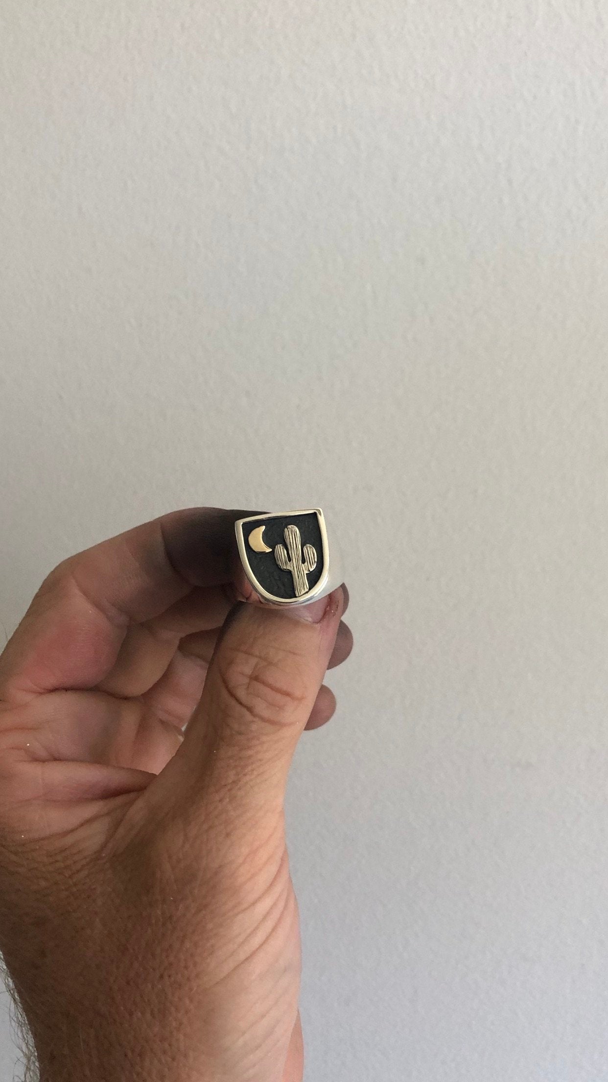 Two Tone Cactus "Nightfall" Signet Ring