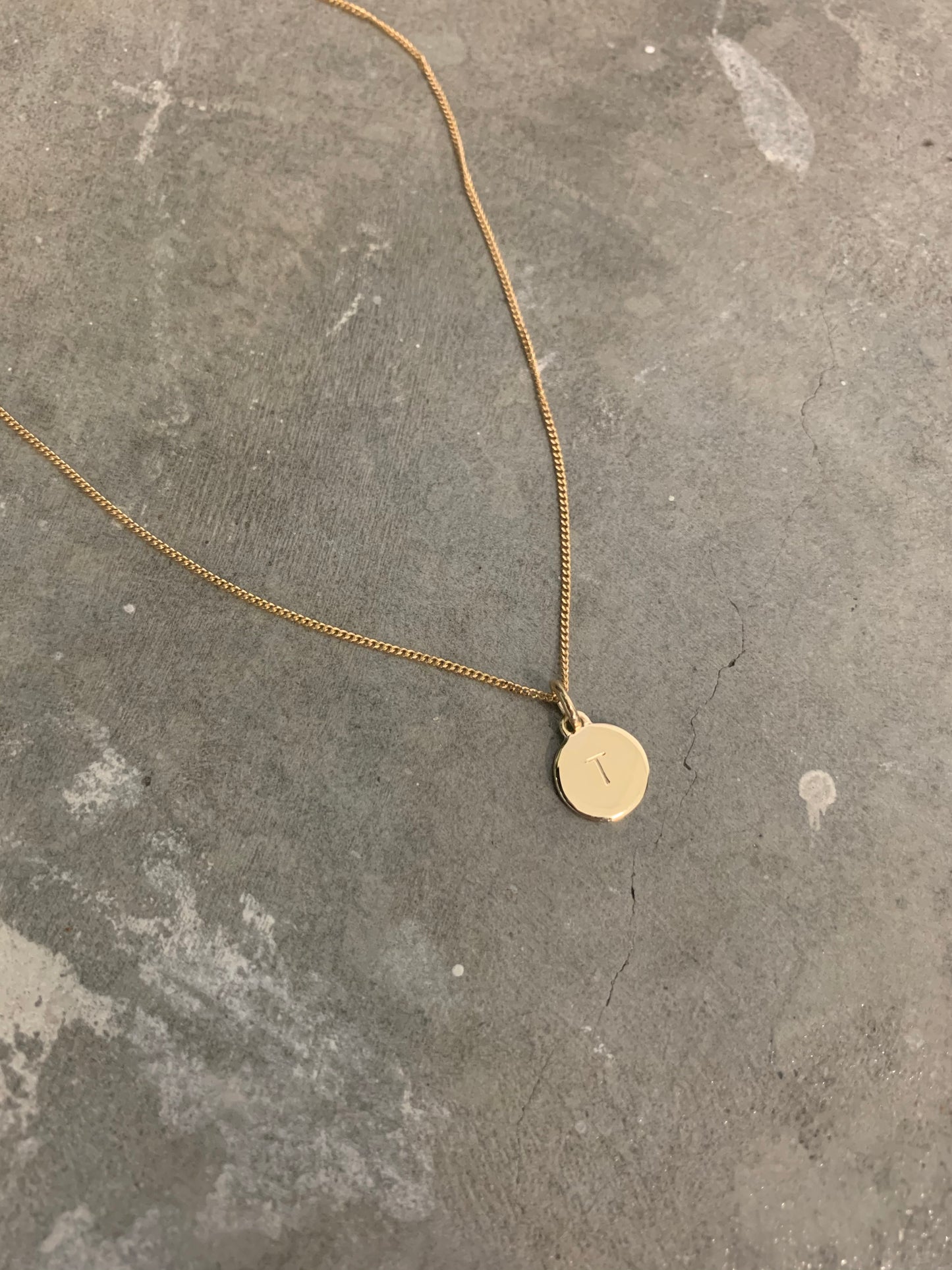 Gold Stamped Initial Necklace