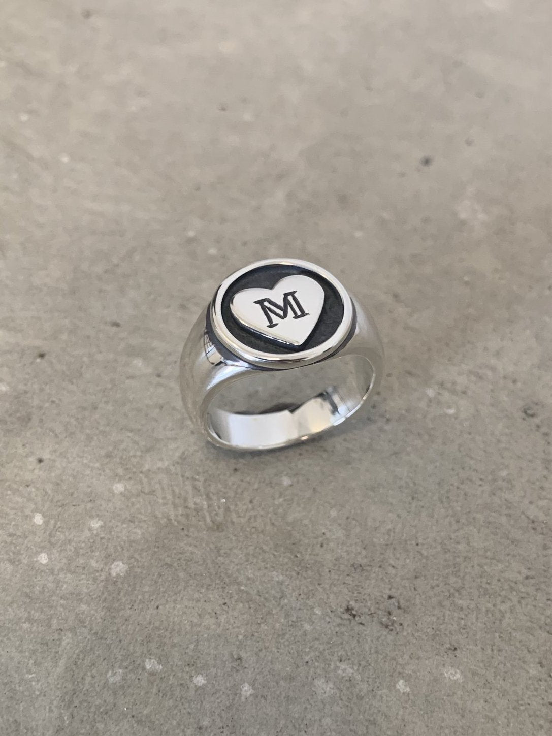 Heart Signet Ring with Initial