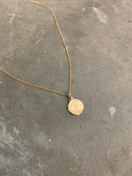 Gold Stamped Initial Necklace