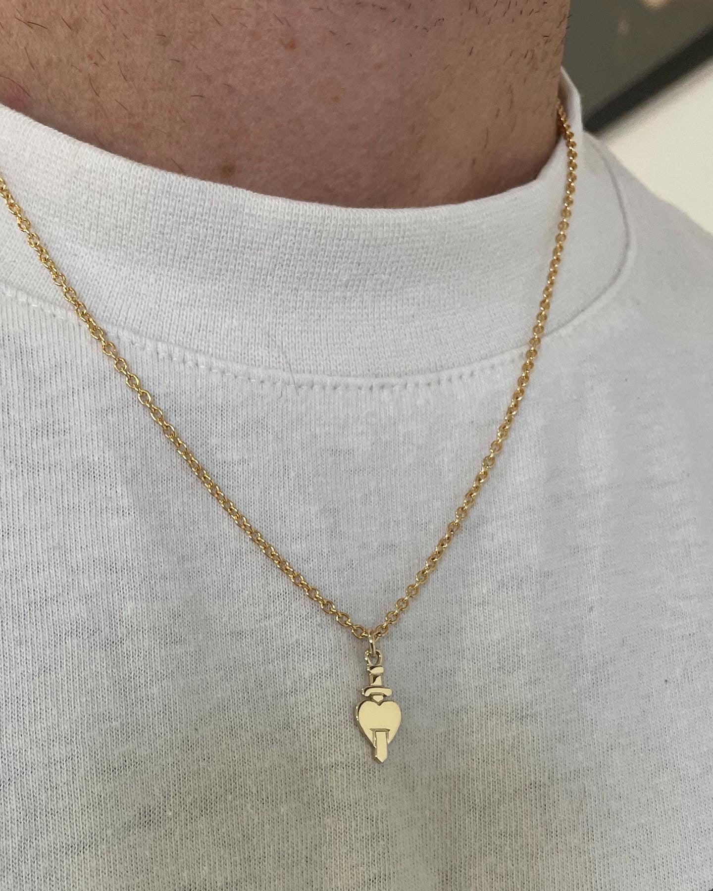 Gold Heart & Dagger Necklace