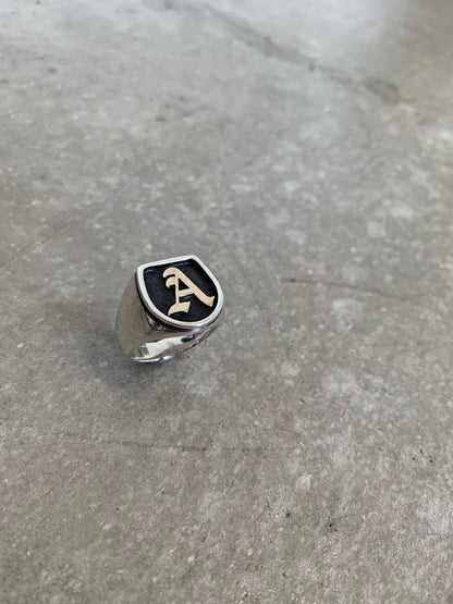Two Tone Single Initial Signet Ring