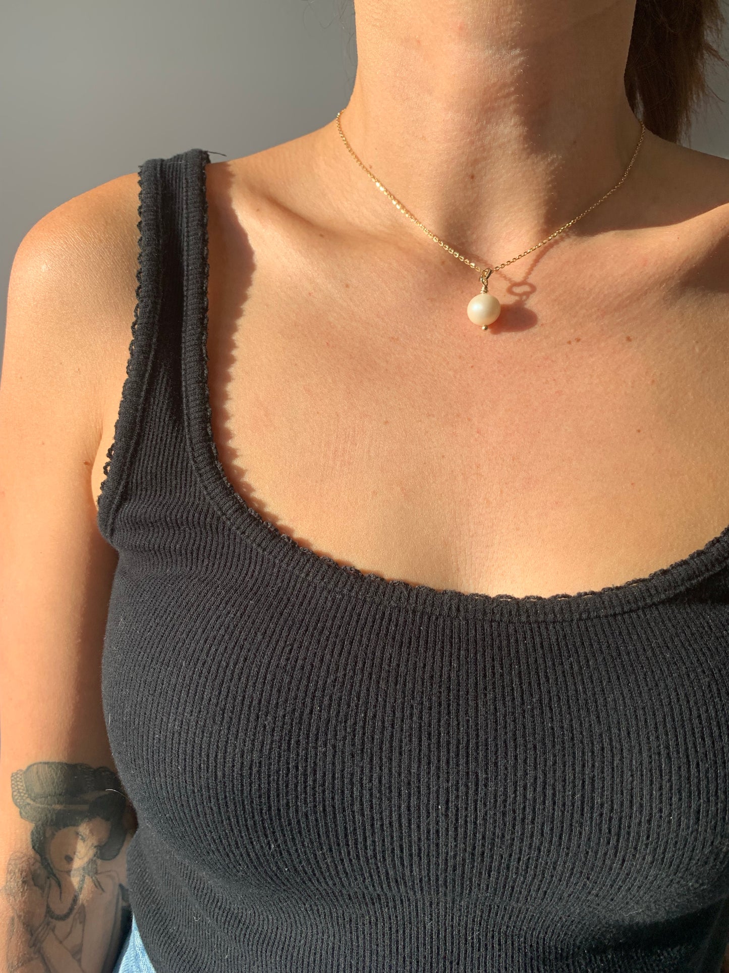 Gold Pearl Choker Necklace