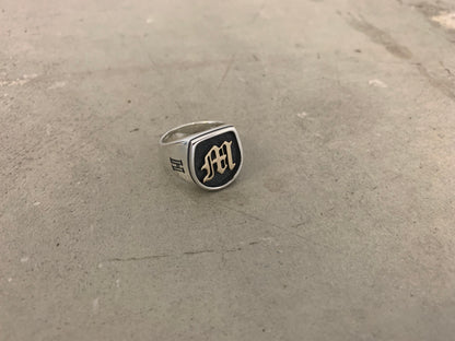 Two Tone Single Initial Signet Ring