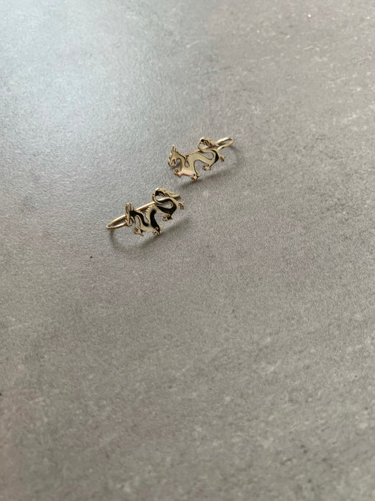 Gold Lucky Dragon Earrings