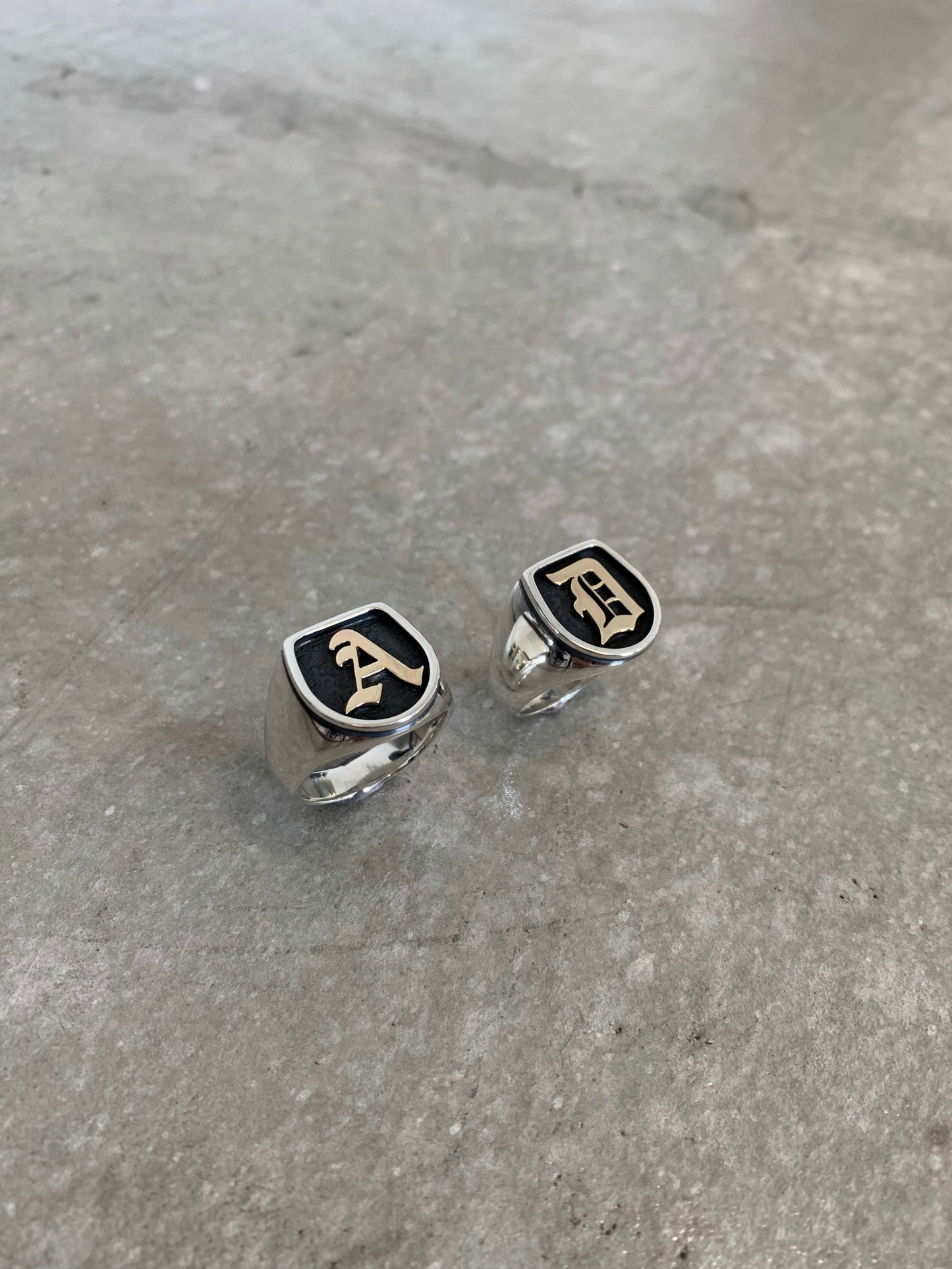 Two Tone Single Initial Signet Ring