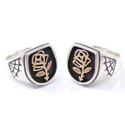 Two Tone Sacred Rose Signet Ring